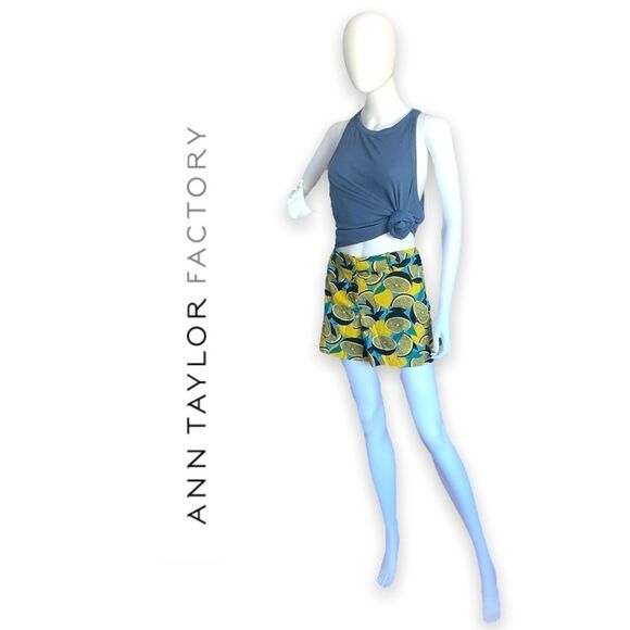 Ann Taylor Factory Lemon Print Chino Cotton Shorts - Picture 1 of 15